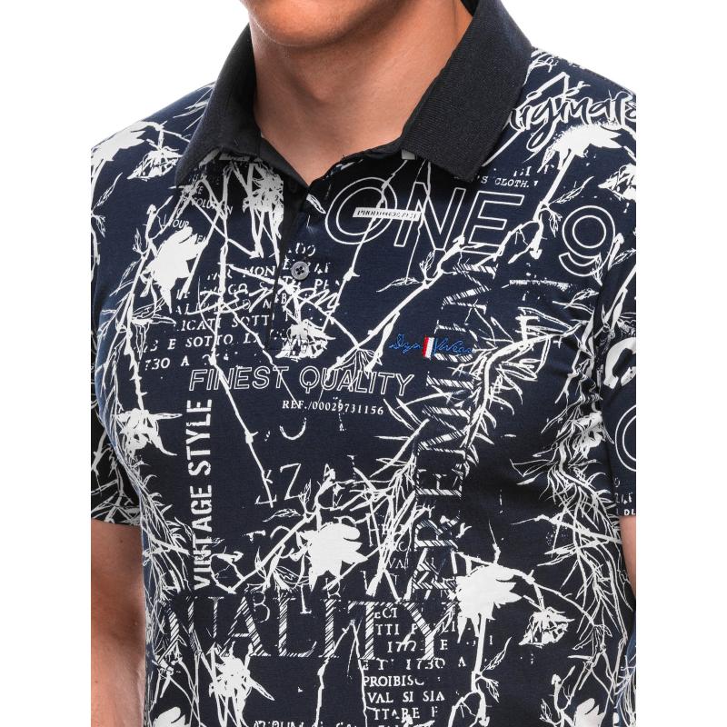 Pánská polokošile s potiskem S1994 tmavě modrá