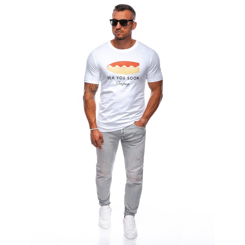 Férfi nyomtatott póló S2003 fehér