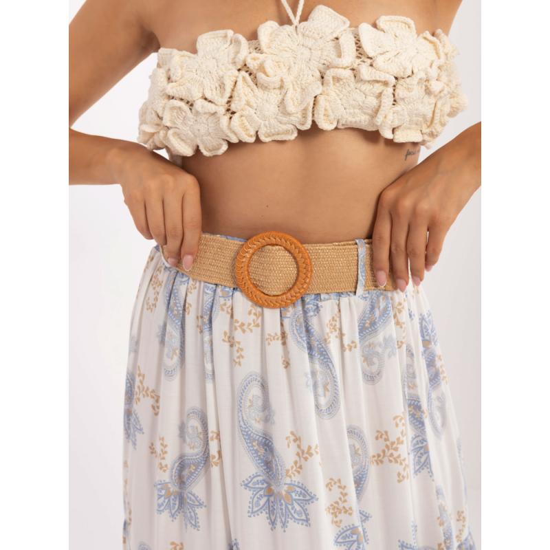 Női nyomtatott maxiszoknya fehér és világoskék