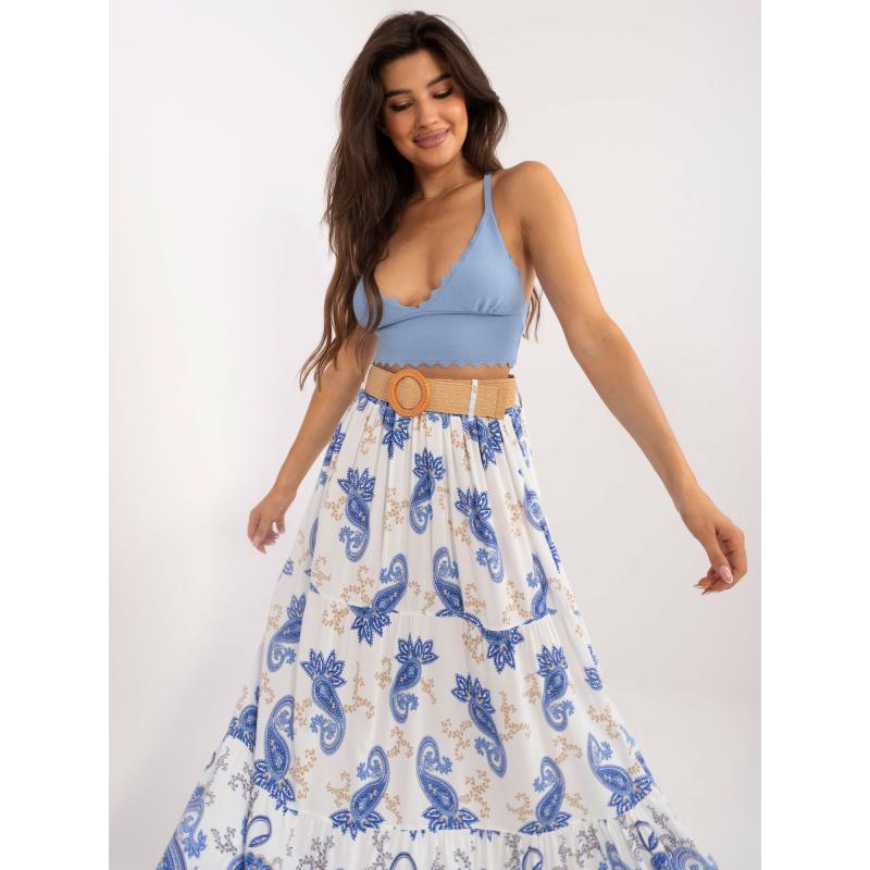 Dámská sukně s páskem bílo-tmavě modrá 