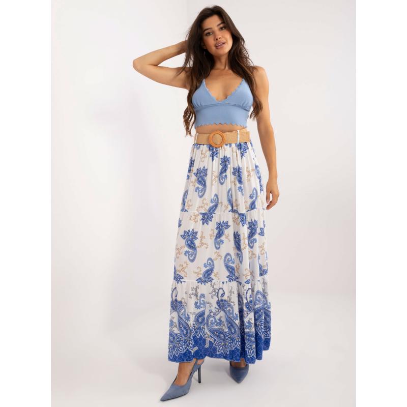 Dámská sukně s páskem bílo-tmavě modrá 