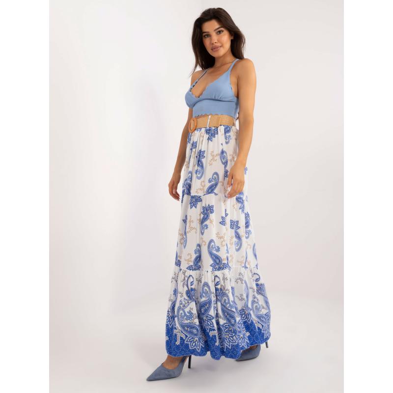 Dámská sukně s páskem bílo-tmavě modrá 