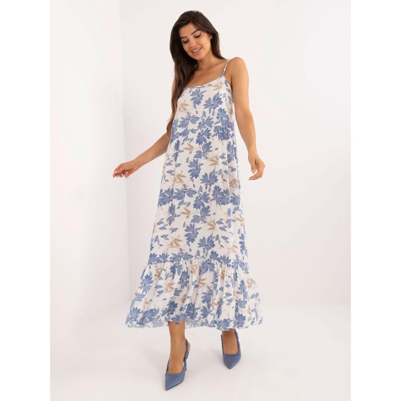 Női pánt nélküli ruha fehér és kék