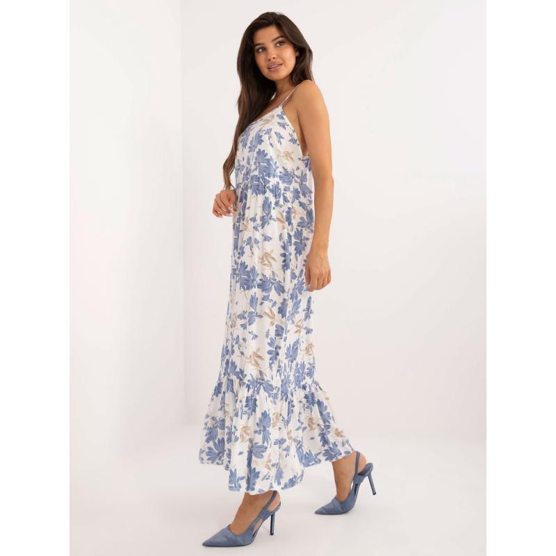 Női pánt nélküli ruha fehér és kék