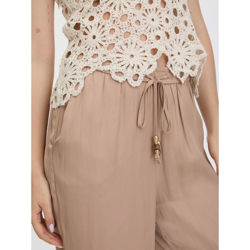 Béžové dámské široké kalhoty