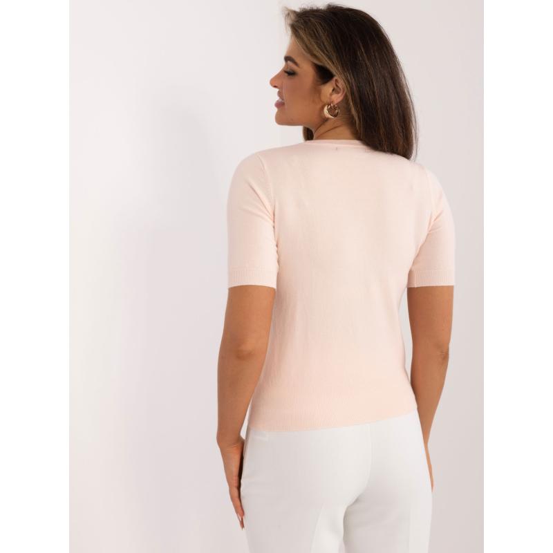 Dámský svetr s manžetami broskvový 