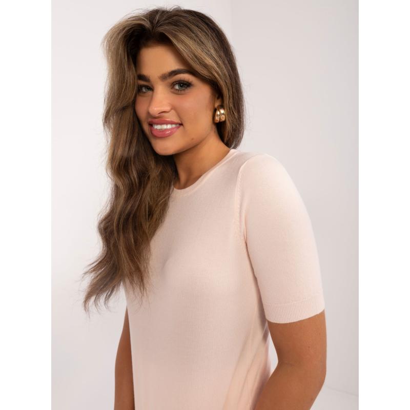 Dámský svetr s manžetami broskvový 