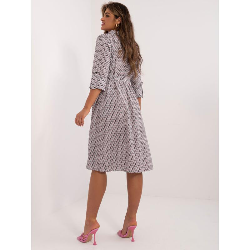 Dámské šaty s 3/4 rukávy košilové midi šedé  