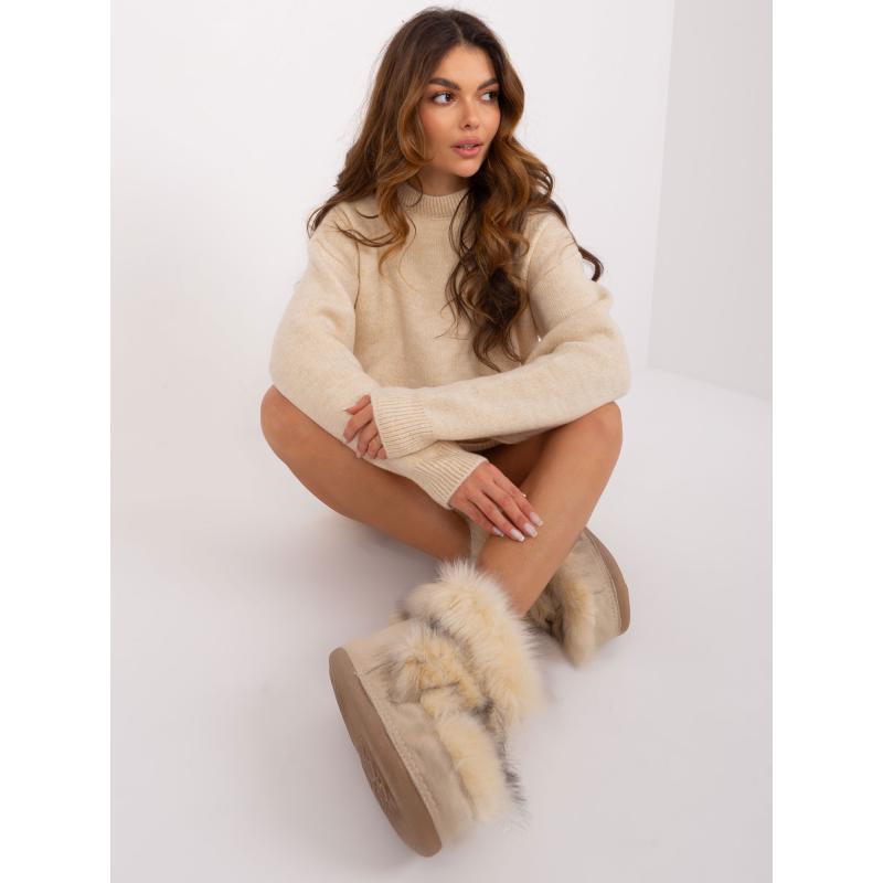 Dámské šaty pletené mini RUE PARIS světle béžové