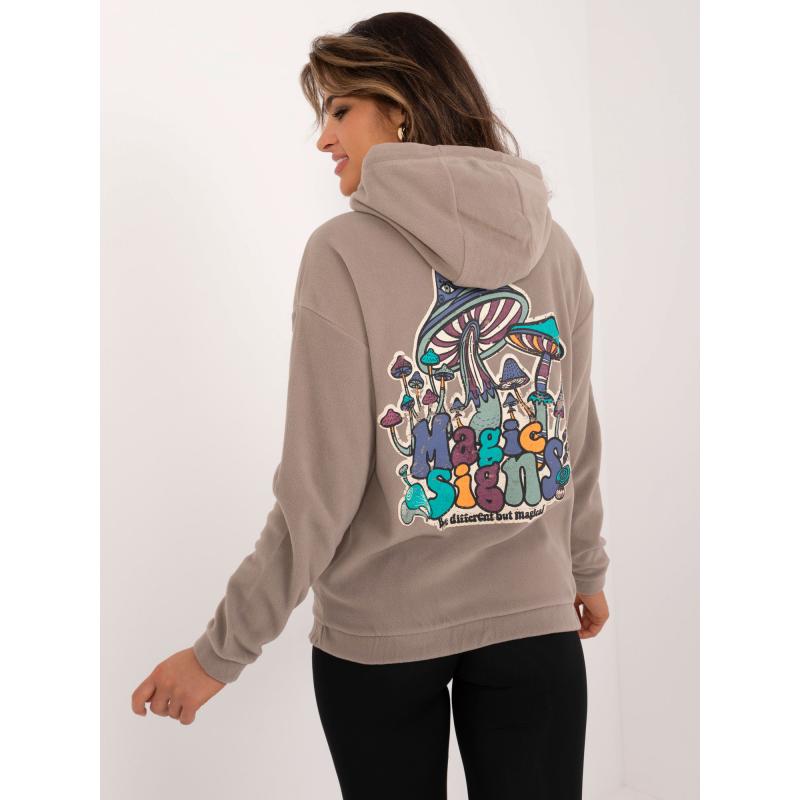 Dámská mikina s klokankou a potiskem SUBLEVEL tmavě béžová 