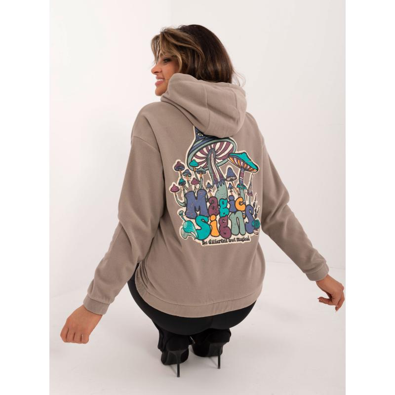 Dámská mikina s klokankou a potiskem SUBLEVEL tmavě béžová 