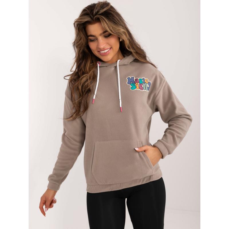 Dámská mikina s klokankou a potiskem SUBLEVEL tmavě béžová 