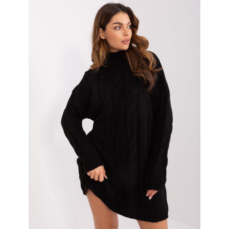 Női gyapjúkeverék kötött ruha RUE PARIS fekete