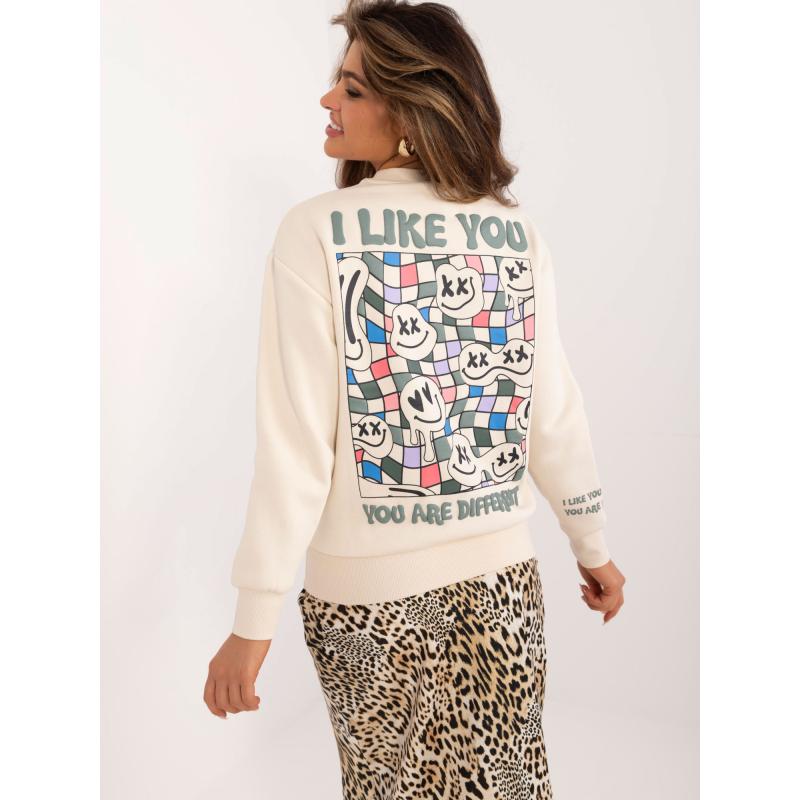 Női kapucnis pulóver SUBLEVEL világos bézs