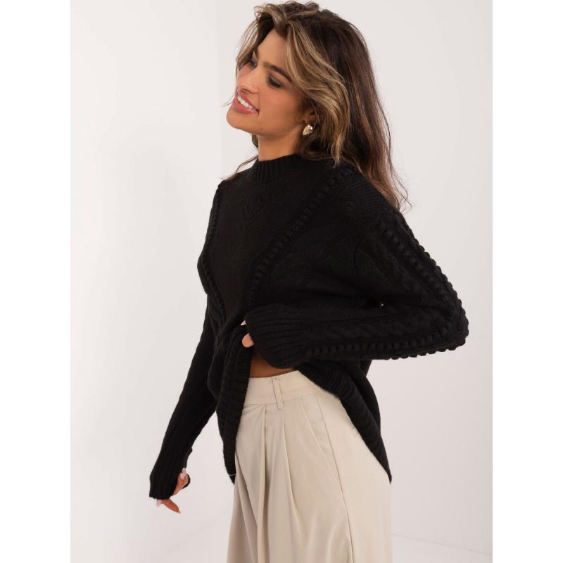 Dámský svetr s kostkovaným vzorem oversize černý  