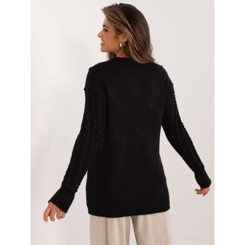 Dámský svetr s kostkovaným vzorem oversize černý  