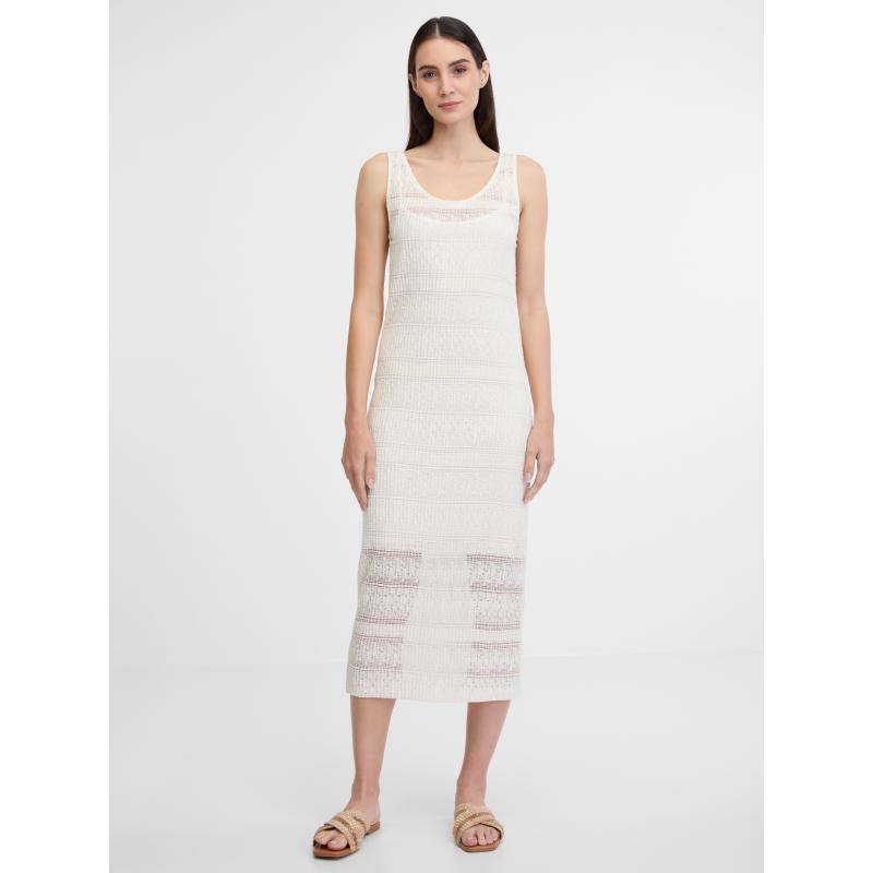 Krémové dámské midi šaty