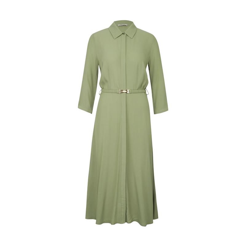 Khaki dámske košeľové midi šaty