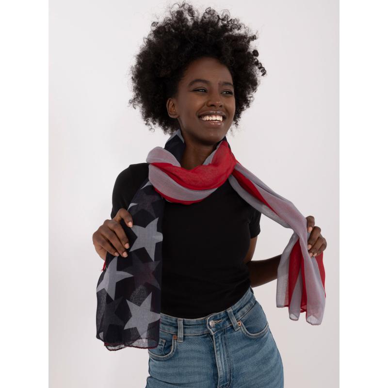 Dámská vzorovaná šála červeno-šedá 