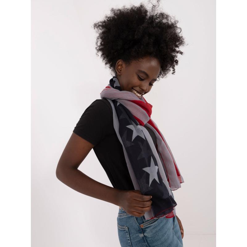 Dámská vzorovaná šála červeno-šedá 