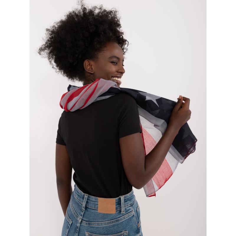 Dámská vzorovaná šála červeno-šedá 