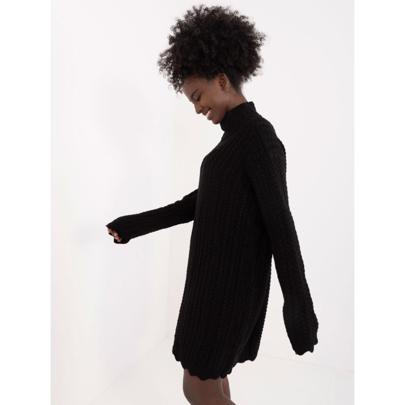 Női hosszú ujjú kötött ruha fekete