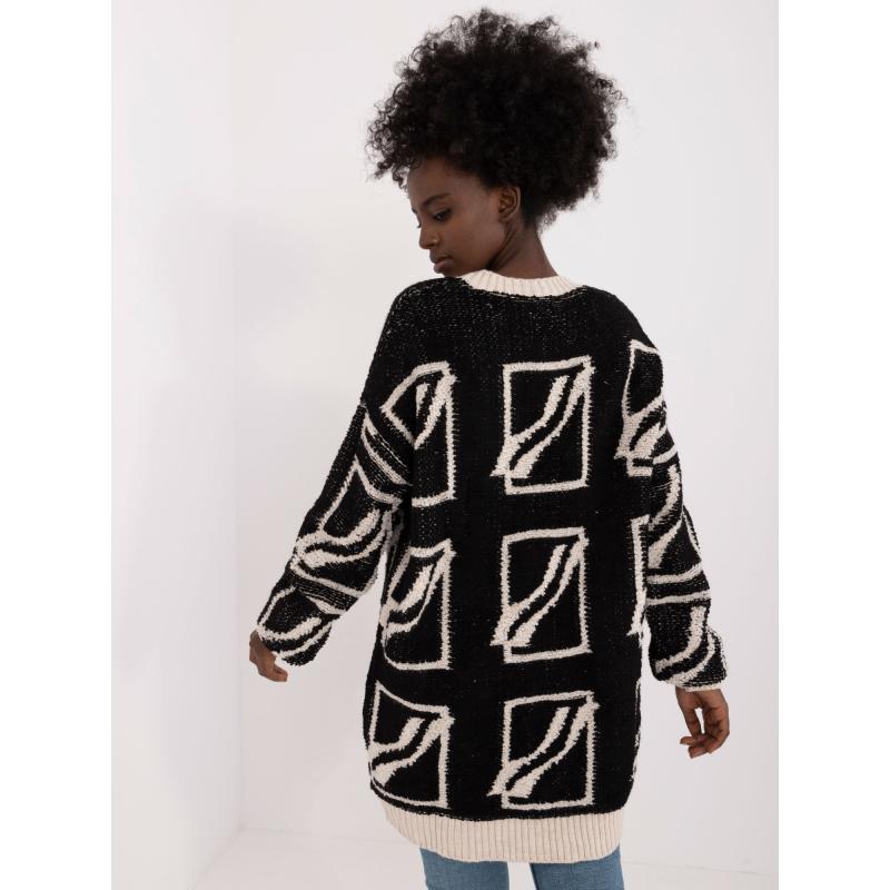 Női laza szabású pulóver fekete