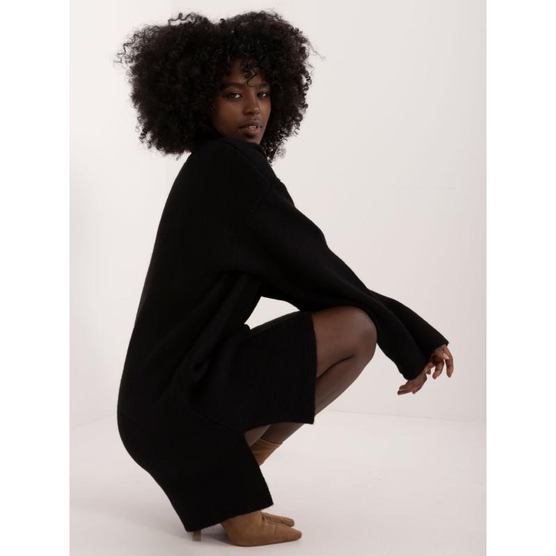 Dámské šaty s dlouhým rukávem pletené černé 