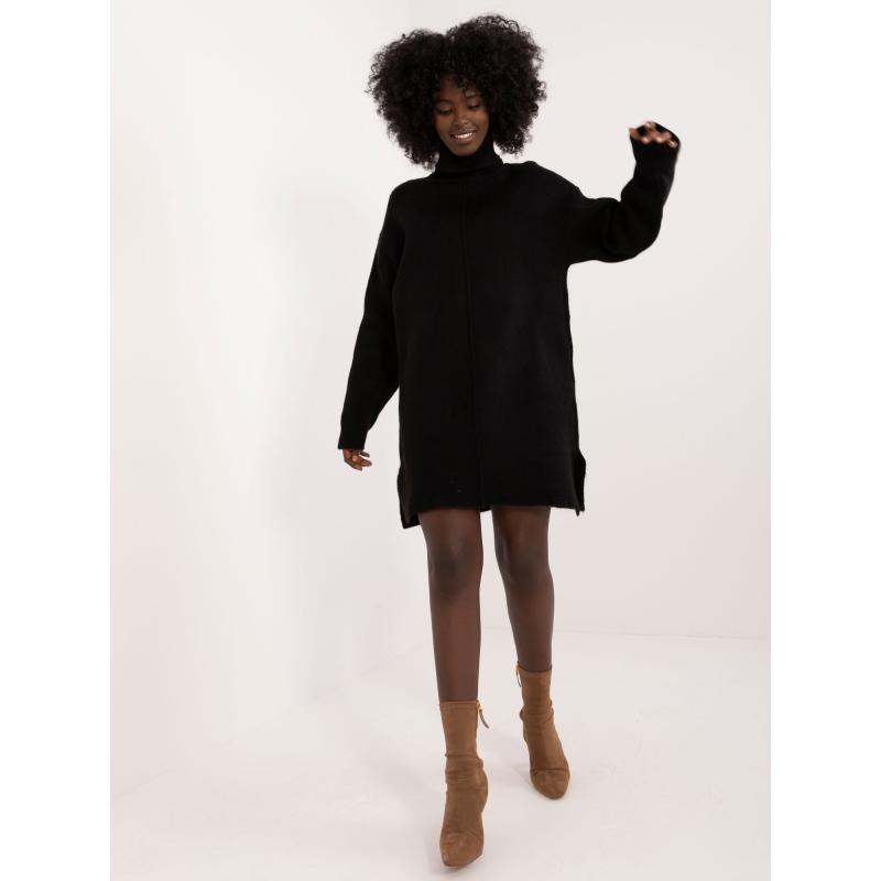 Dámské šaty s dlouhým rukávem pletené černé 