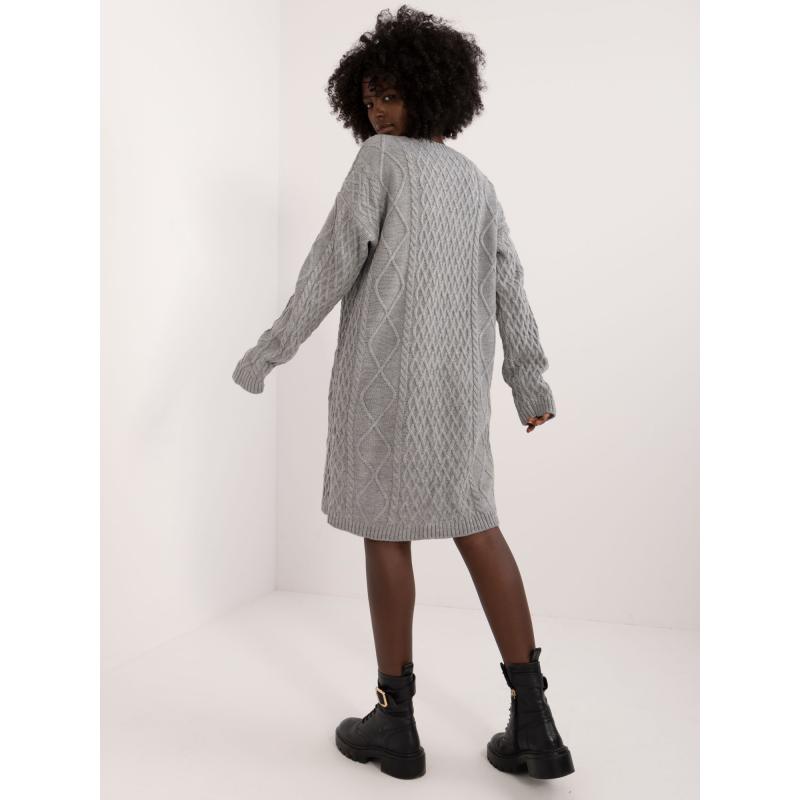 Dámské šaty s dlouhým rukávem pletené šedé 