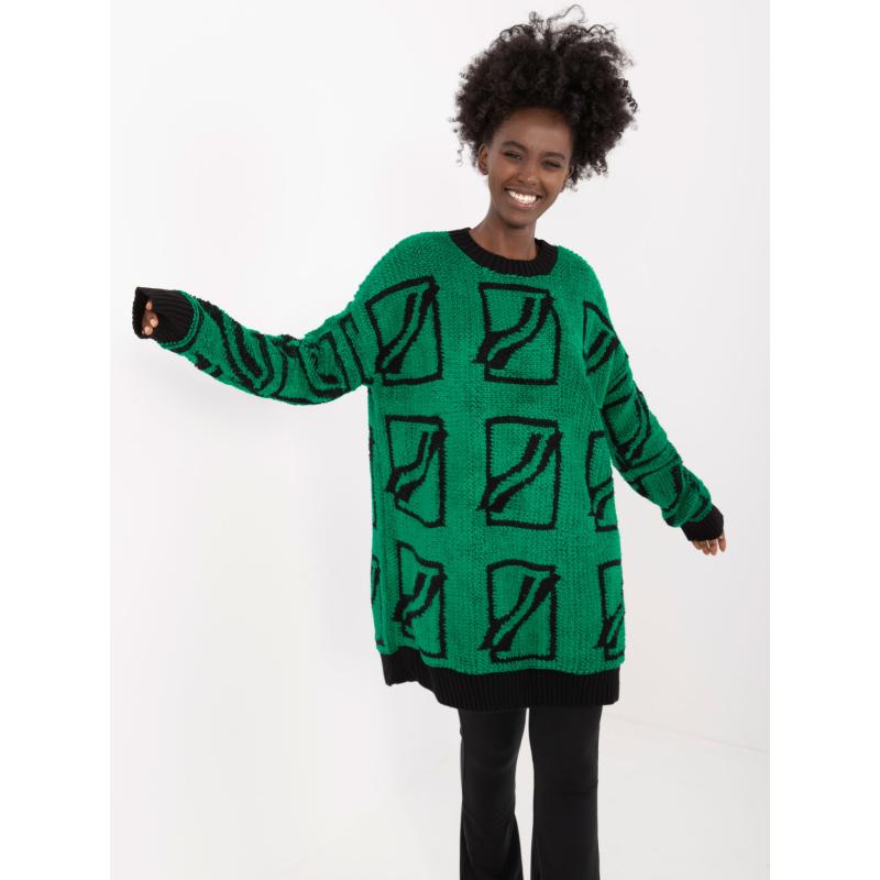 Női oversize gyapjú pulóver zöld
