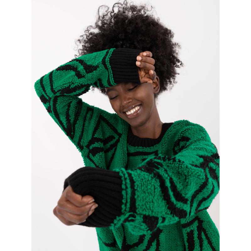 Női oversize gyapjú pulóver zöld