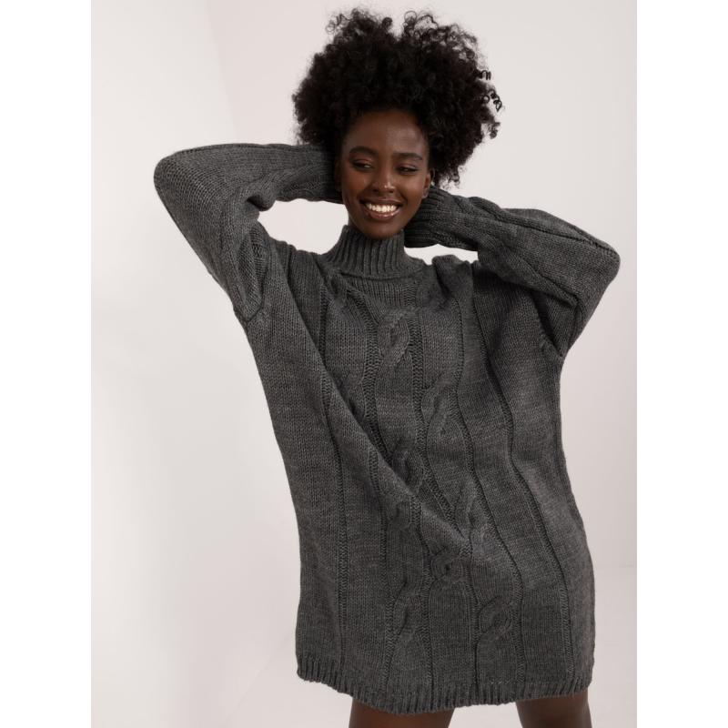 Dámské šaty pletené tmavě šedé 