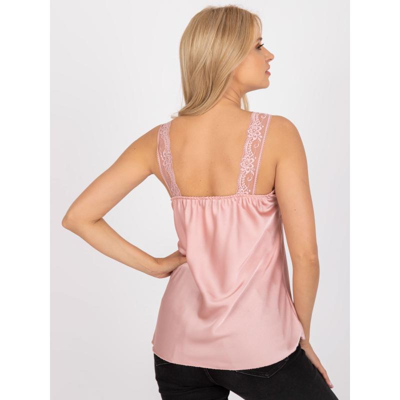 Dámský top se šněrovacím výstřihem OCH BELLA růžový