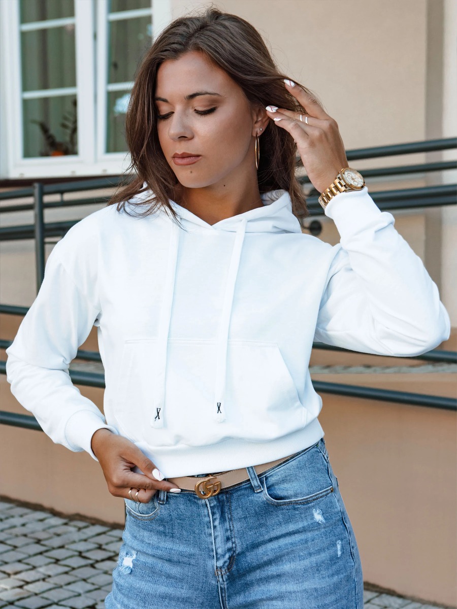 Női kapucnis pulóver TRENDHOOD fehér