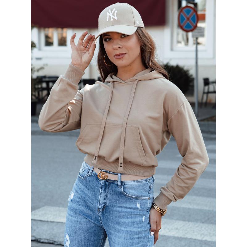 Dámská mikina s kapucí TRENDHOOD světle hnědá