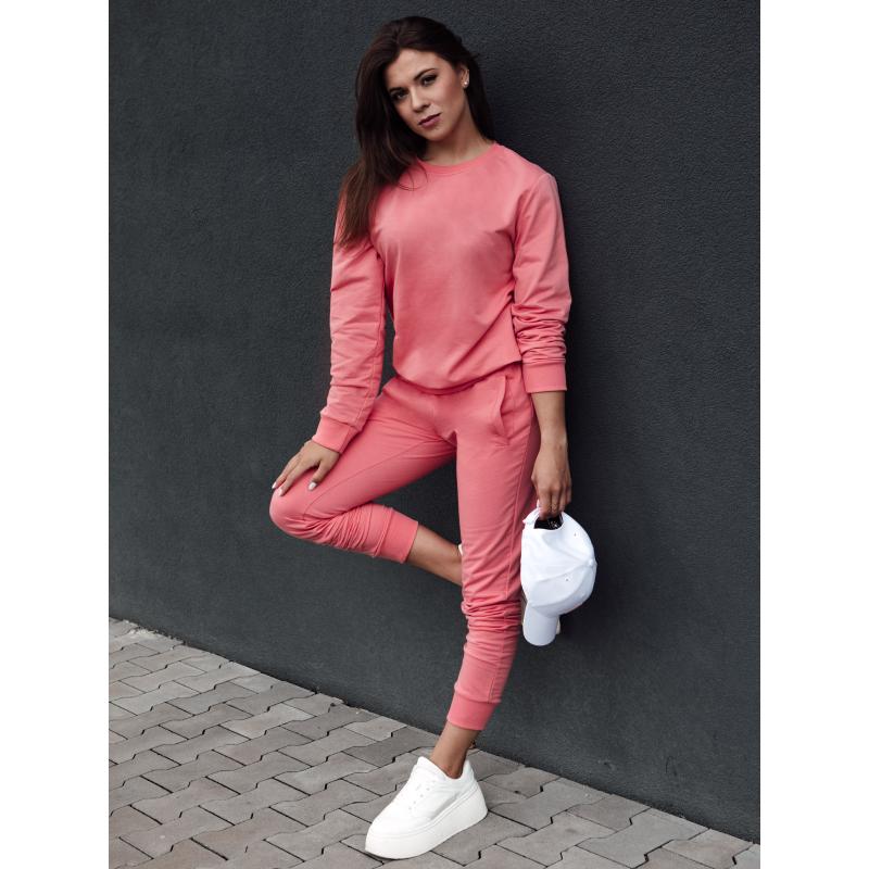 Női kapucnis pulóver GLAMFLAIR korall színben