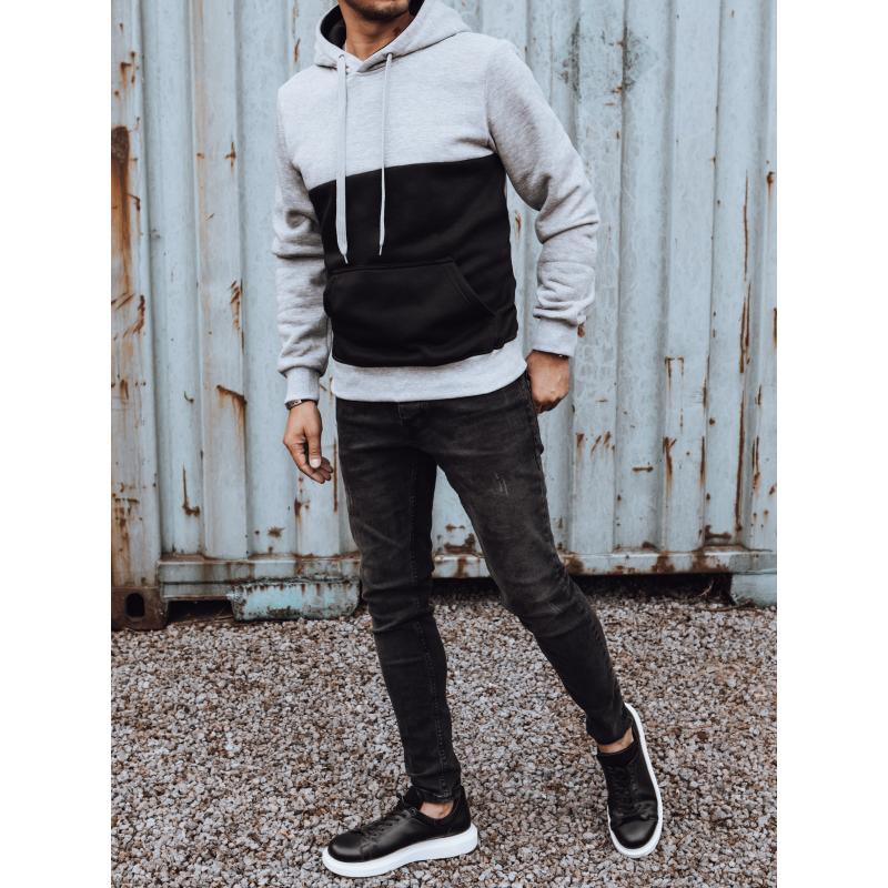 Pánská mikina s kapucí BELAR světle šedá