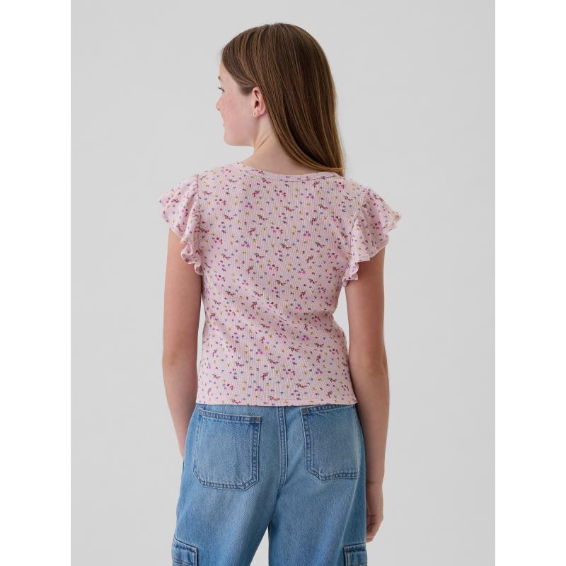 Květované žebrované tričko