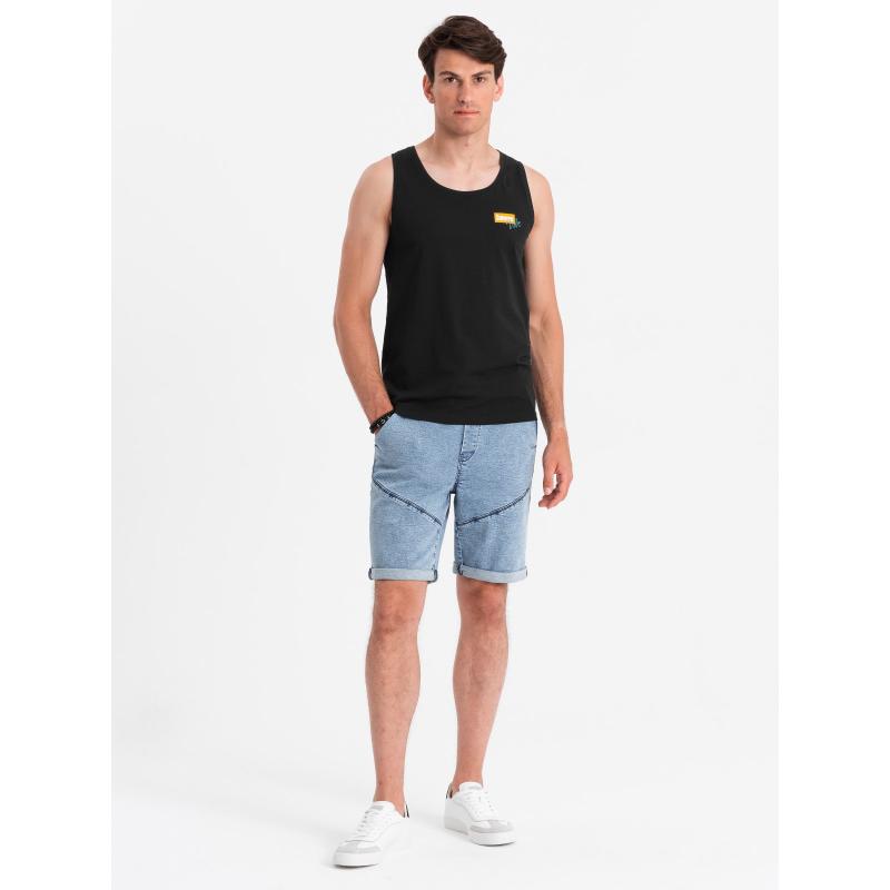Pánské bavlněné tílko s potiskem Summer Vibe černé V1 OM-TSTT-0191