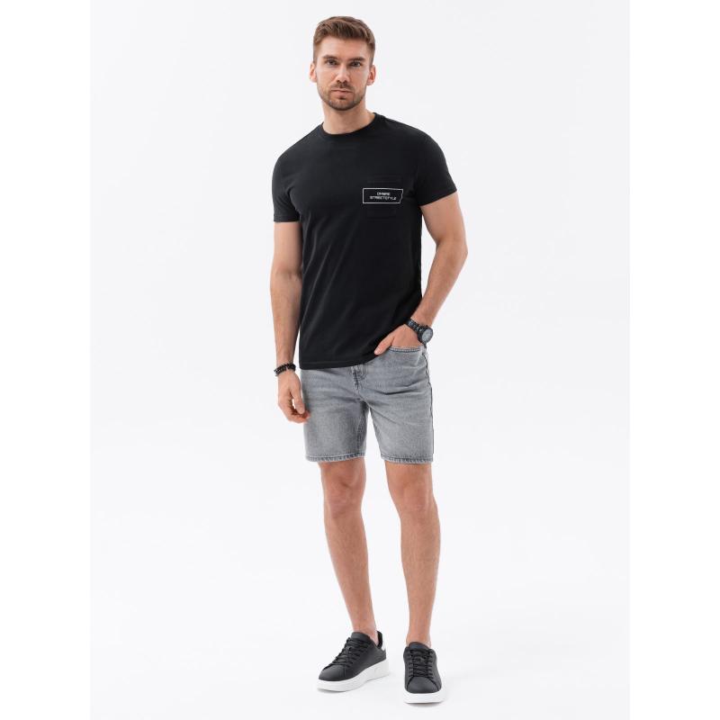 Pánské bavlněné tričko Ombre Streetstyle s potiskem kapes černé V1 OM-TSCT-0108