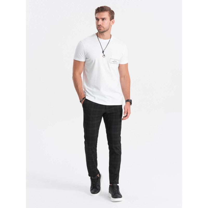 Pánské bavlněné tričko Ombre Streetstyle s potiskem kapes bílé V8 OM-TSCT-0108