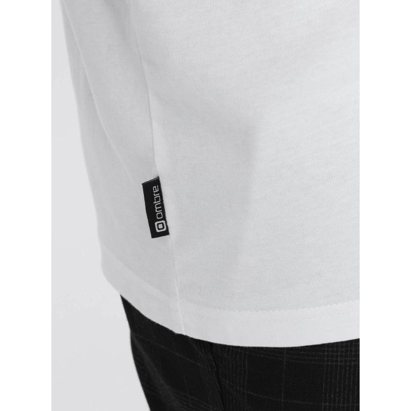 Pánské bavlněné tričko Ombre Streetstyle s potiskem kapes bílé V8 OM-TSCT-0108