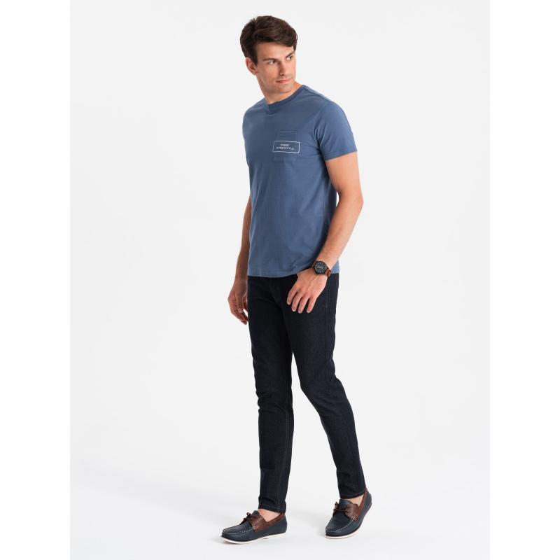Pánské bavlněné tričko Ombre Streetstyle s potiskem kapes indigo V9 OM-TSCT-0108