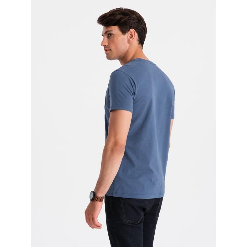 Pánské bavlněné tričko Ombre Streetstyle s potiskem kapes indigo V9 OM-TSCT-0108