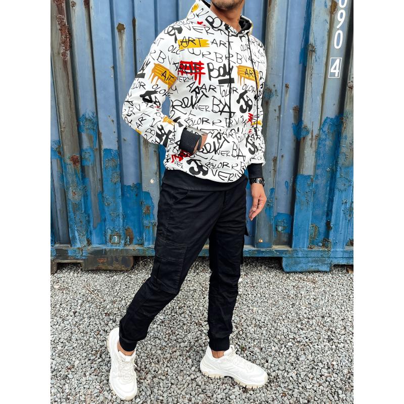 Pánská mikina s kapucí PRINT bílá