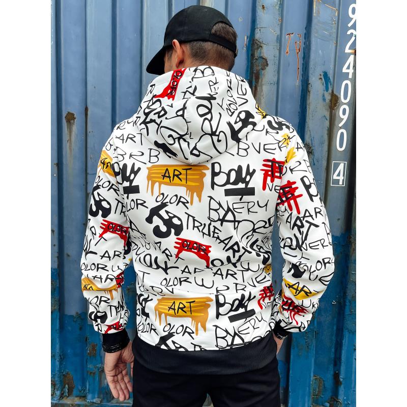 Pánská mikina s kapucí PRINT bílá