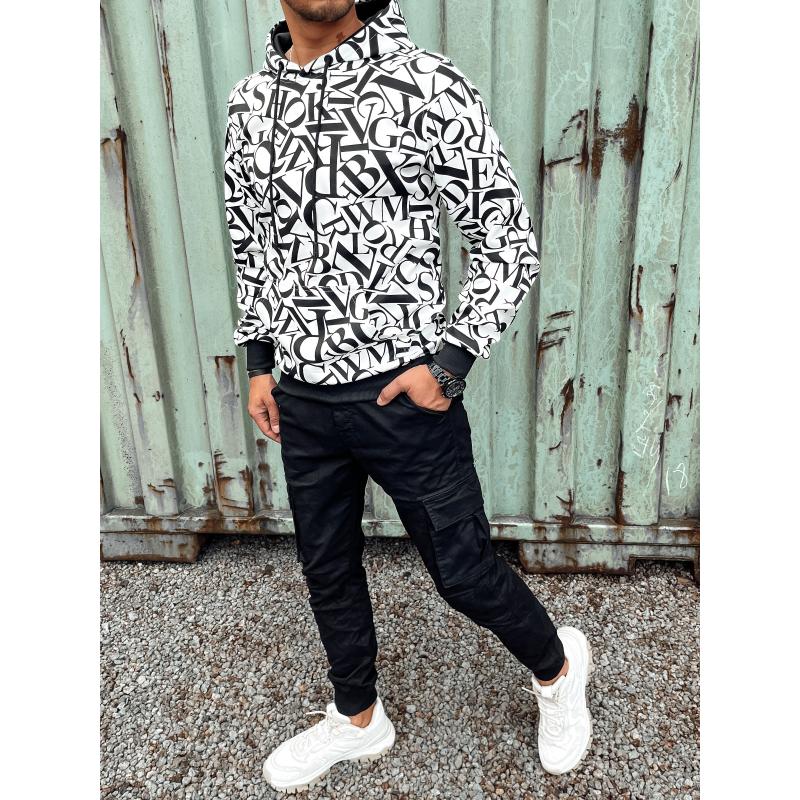 Pánská mikina s kapucí PRINT I bílá