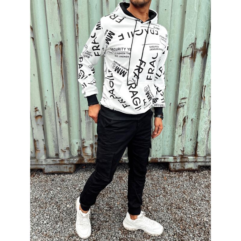 Pánská mikina s kapucí PRINT II bílá