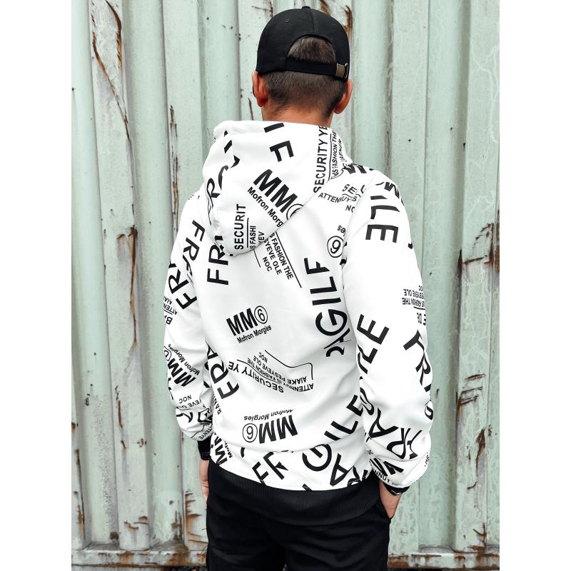 Pánská mikina s kapucí PRINT II bílá